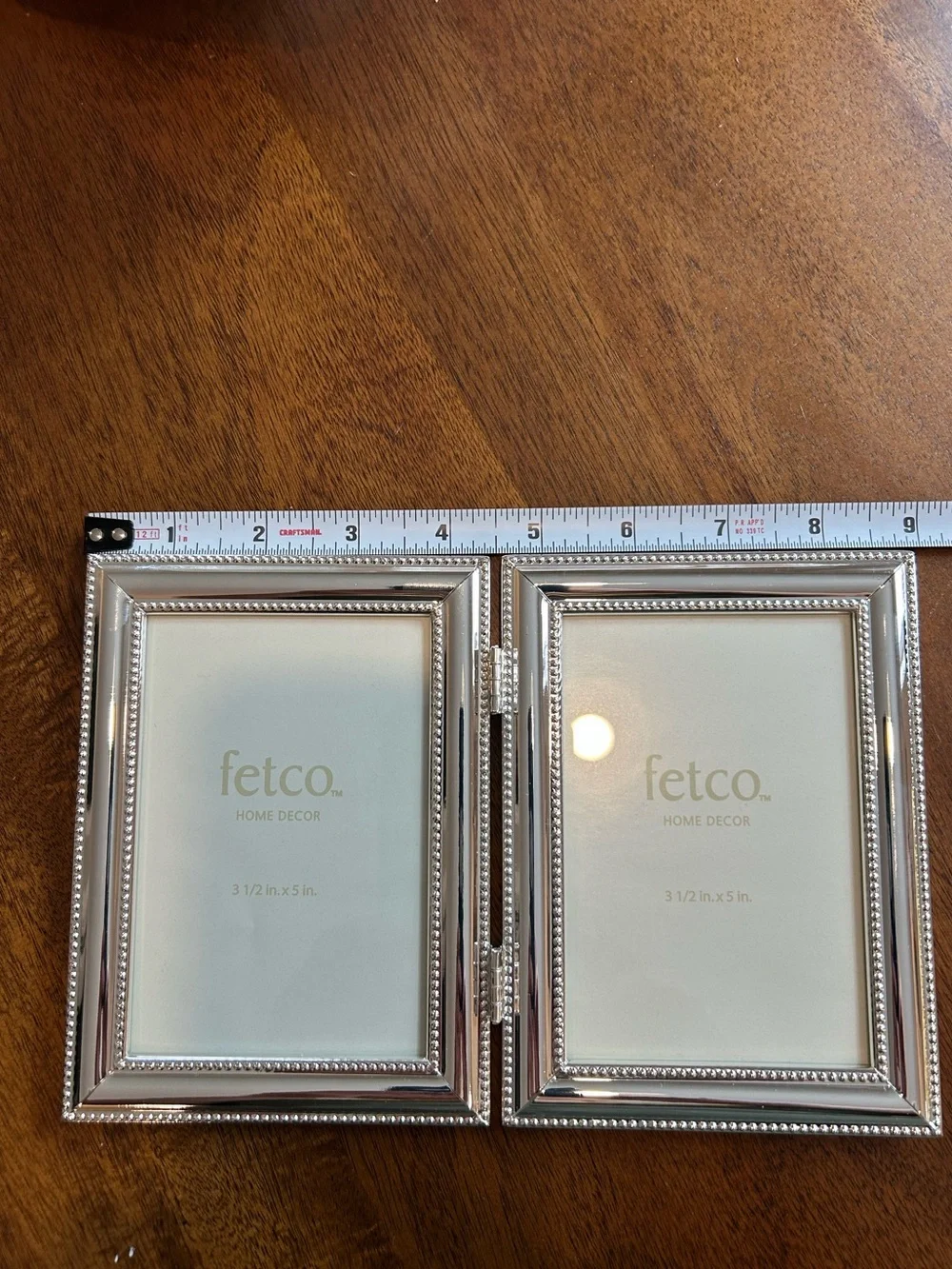 Fetco Beaded Double Hinged Folding Picture Frame for two 3.5x5 photos. Like new.